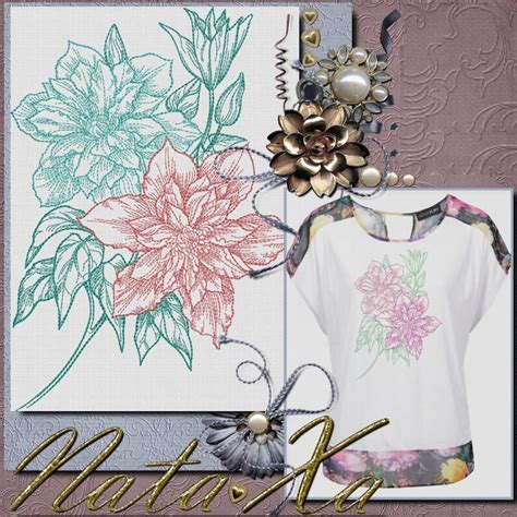 Clematis Flower Machine Embroidery Designs Set Of Designs Etsy