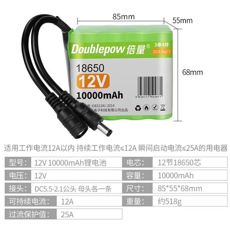 Doublepow V Lithium Battery Pack Rechargeable Batteries With