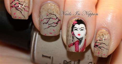 Nails In Nippon Cherry Blossoms Geisha And Newsprint