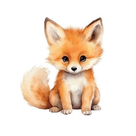 Premium Vector Cute Watercolor Baby Fox Illustration