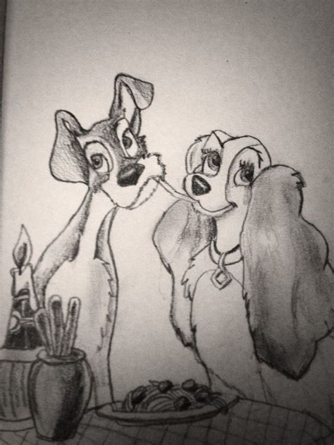 Lady And The Tramp Drawing Scene Drawing Easy Drawings Sketches