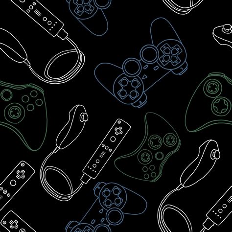 Seamless Pattern Of Game Controllers Vector Illustration In Hand Drawn