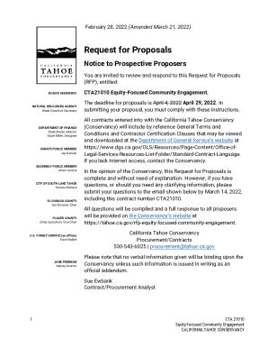 Fillable Online Tahoe Ca Request For Proposals Tahoe Ca Govrequest