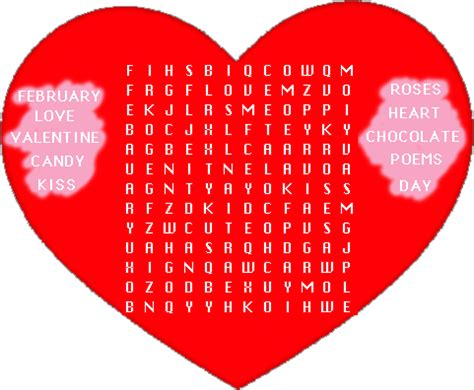 Valentine Word Search Puzzle