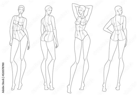 Fashion Figure Ten Heads Design Template Croquis Wearing Bodice In