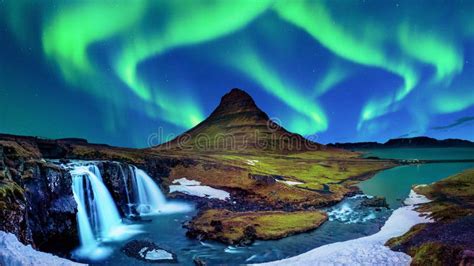 Kirkjufell Northern Lights, Iceland Stock Image - Image of phenomenon ...