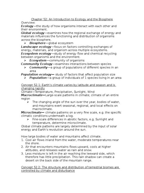 Chapter 52 Introduction To Ecology And The Biosphere Pdf Grassland Ecology