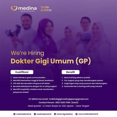 Lowongan Kerja Dokter Gigi Umum Klinik Gigi Jepara Medina