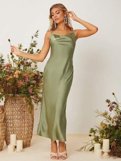 Search Satin Green Dress Shein Usa