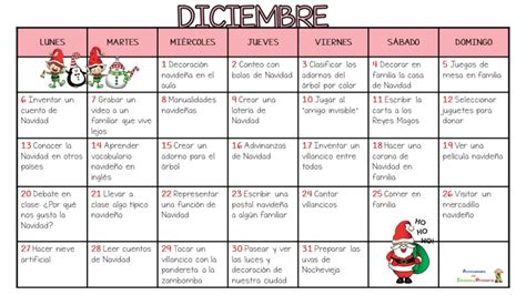 Calendario de Inteligencias Múltiples de diciembre 2021 adaptado a