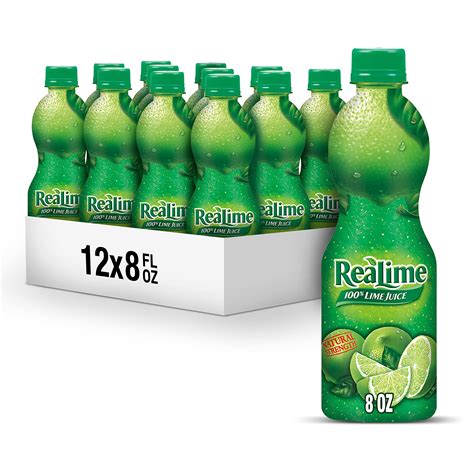 Realime 100 Lime Juice 8 Fl Oz Bottles Pack Of 12 Buy Online In