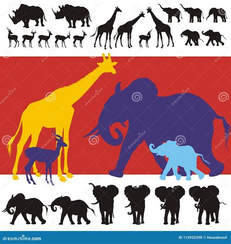 Siluetas Africanas De Los Animales Ilustración del Vector Ilustración