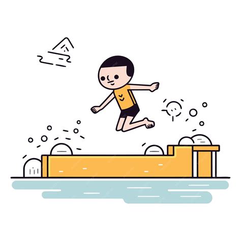 Premium Vector Boy Jumping Into The Water In A Flat Style