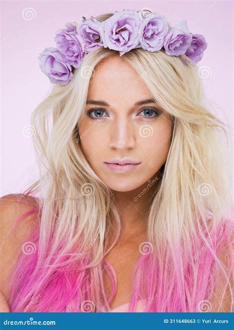 Woman Flower Crown And Beauty With Studio Portrait For Makeup