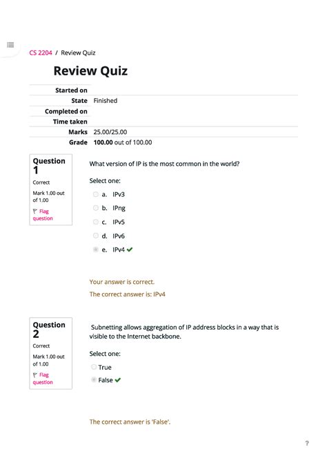 Review Quiz 1 Cs 2204 Studocu