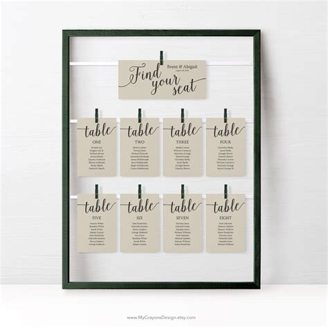 Rustic Wedding Seating Chart Cards Template Wedding Seating - Etsy