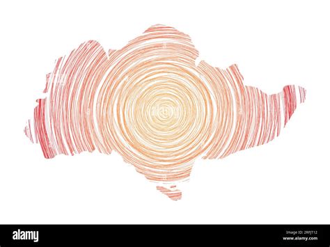 Sentosa Map Filled With Concentric Circles Sketch Style Circles In