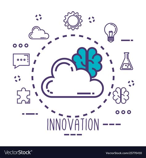 Cloud And Brain With Innovation Icons Royalty Free Vector