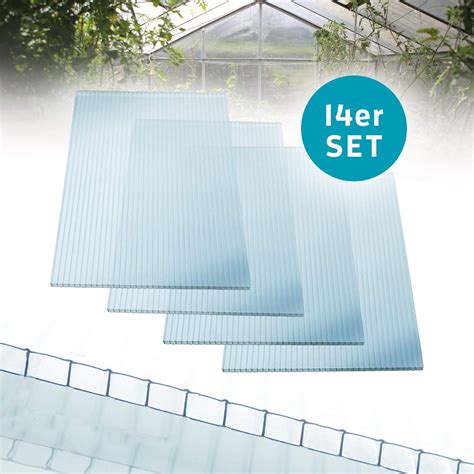 2'x4' Polycarbonate Greenhouse Panels,14 Pcs Twin-Wall 4mm Polycarbonate Waterproof UV Protected ...