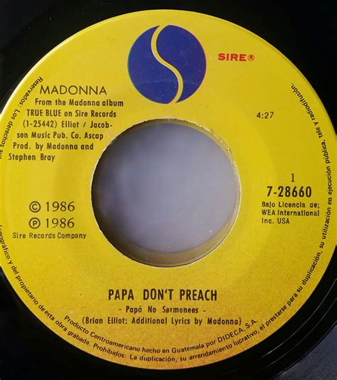 Madonna - Papa Don't Preach (1986, Vinyl) | Discogs