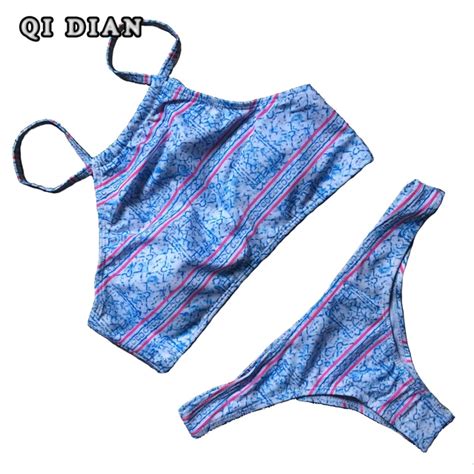 QI DIAN Bikini 2017 Sexy Women Swimming Suit New Push Up Two Piece