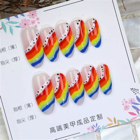 100% Handmade Best Rainbow Neon Nails In 2024 - Dreamall