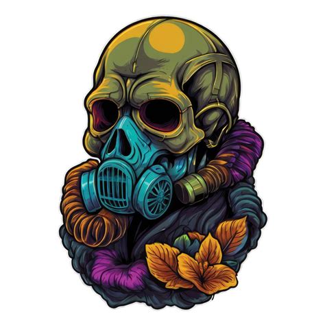 Skull Head Wearing A Gas Mask Illustration 43253924 Png