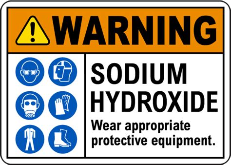 Warning Sodium Hydroxide Sign Save Instantly