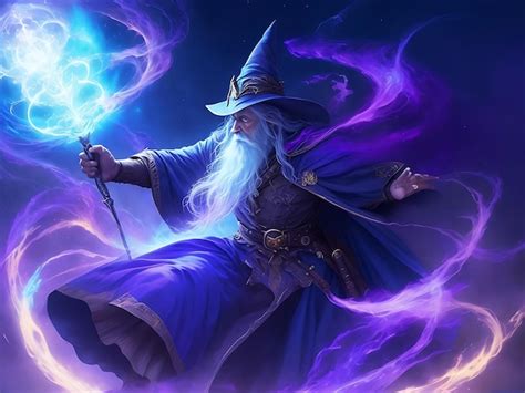 Premium Ai Image Aged Wizard Casting The Spell Variation