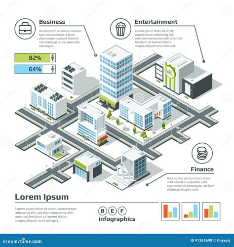 Mapa Isométrico De La Ciudad 3d Ejemplo Del Vector De Infographic Plan