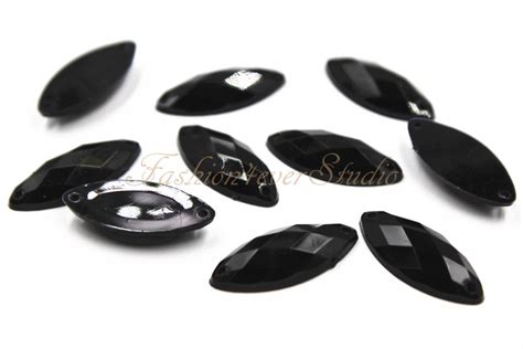 Jet Black Sew On Flatback Acrylic Gems Sew On Rhinestones Flatback