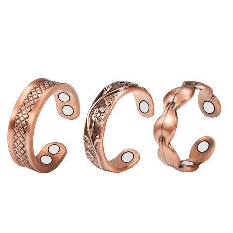 Wollet Jewelry Pure Copper Rings Set Of Pcs Magnetic Copper Ring With