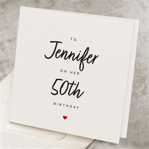 Personalized 50th Birthday Card for Her Fiftieth Birthday - Etsy