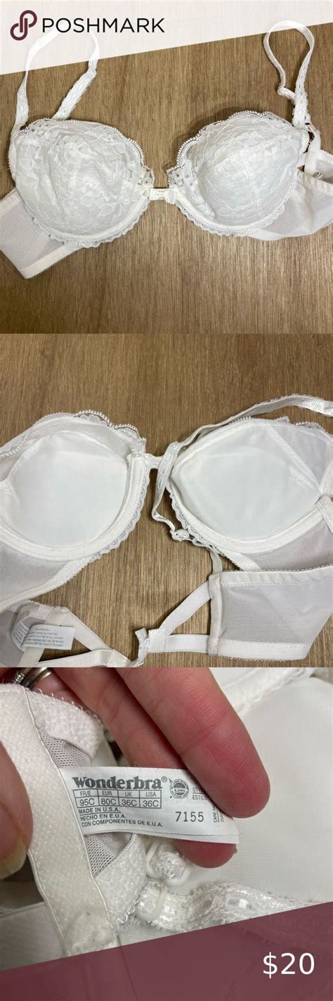 Vintage Wonderbra White Lace Removable Pads Classic Original Underwired ...