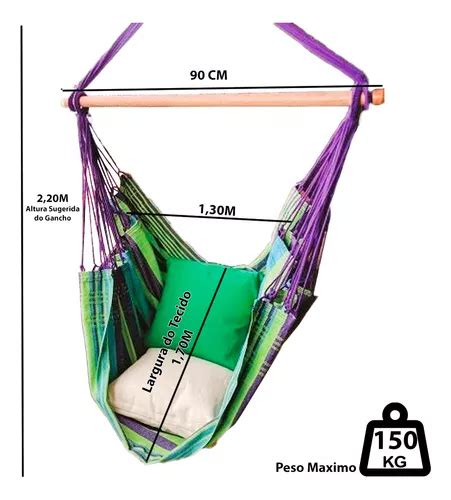 Rede Cadeira Balanço Teto Suspensa Natural Haste Madeira MercadoLivre