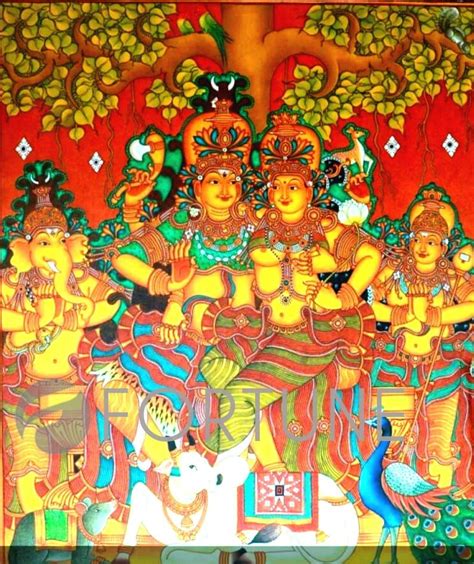 Lord Shiva With Goddess Parvati Kerala Mural Painting Canvas Etsy