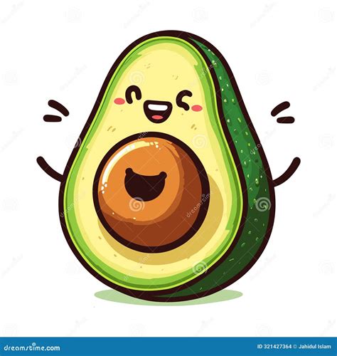 Kawaii Cute Avocado Drawing Vector Illustration Graphics Stock Vector ...