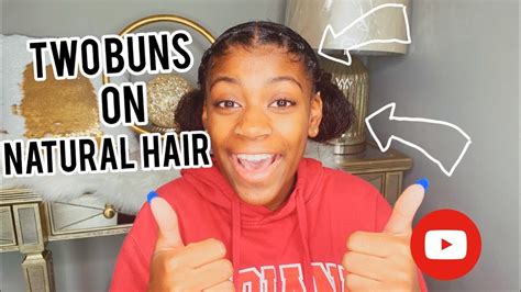 Two Buns On Natural Hair Natural Hair Style With Rubber Bands Great