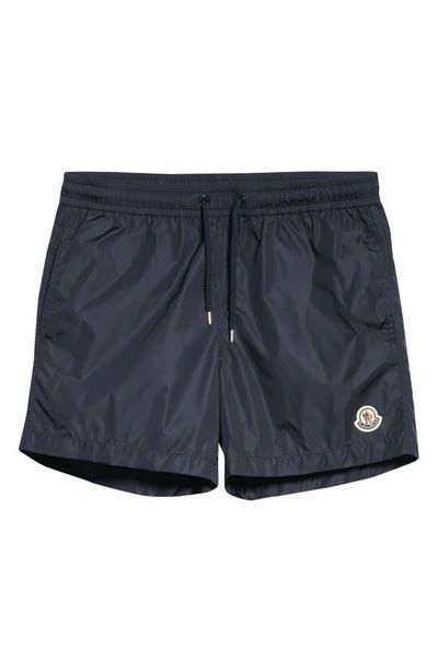 Moncler Logo Patch Swim Shorts In Blue Modesens