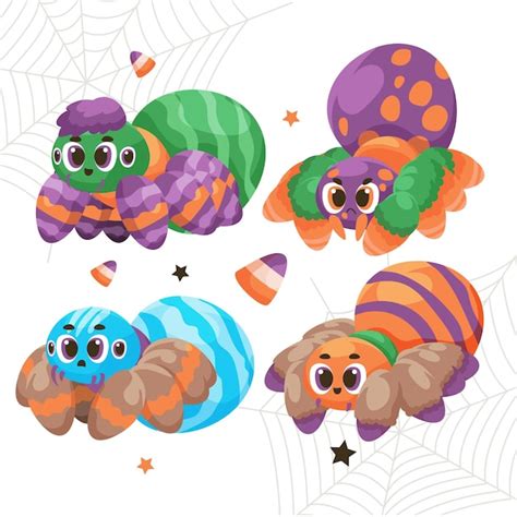 Premium Vector Hand Drawn Halloween Spiders Collection