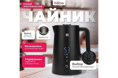 Умный wi-fi чайник Halsa пластиковый, черный HLS-K-103 - выгодная цена ...