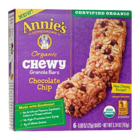 Annies Organic Chewy Chocolate Chip Granola Bars 6 Ct Pack Of 1 Grocery