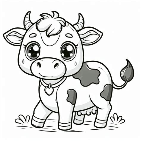 Premium Photo Farm Animal Cow Coloring Page For Kids Ai Generated