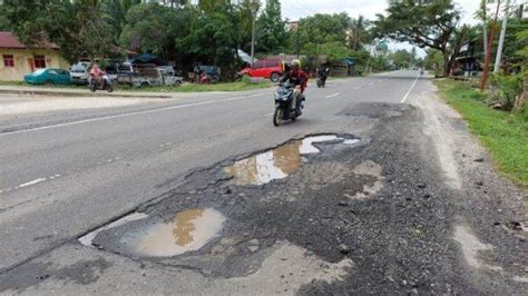 Jalan Nasional Di Aceh Timur Banyak Berlubang Sementara Ditimbun