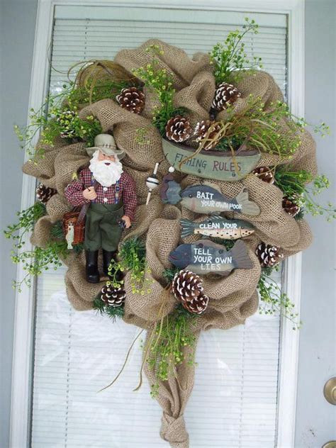 Fisherman Wreath Burlap Jute Wreath Fishing Wreath By Annieojan