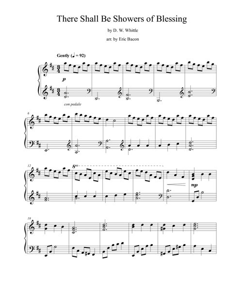 There Shall Be Showers Of Blessing Sheet Music D W Whittle Piano Solo