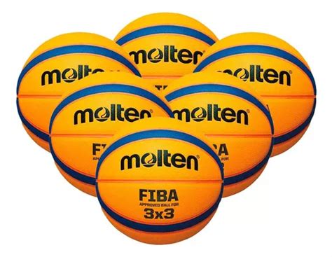 Kit 6 Bolas De Basquete 3x3 Libertria Molten Fiba Approved Cor Amarelo