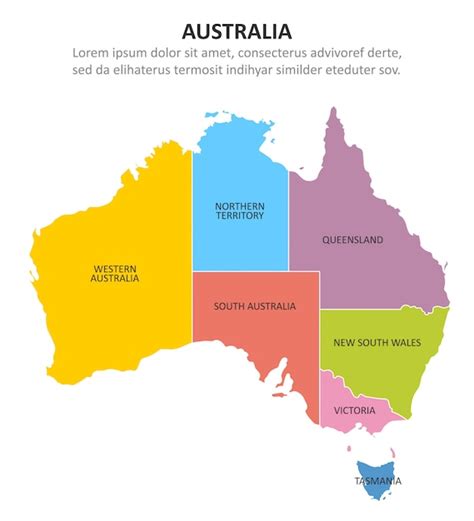 Mapa Colorido Da Austrália Com As Regiões Vetor Premium