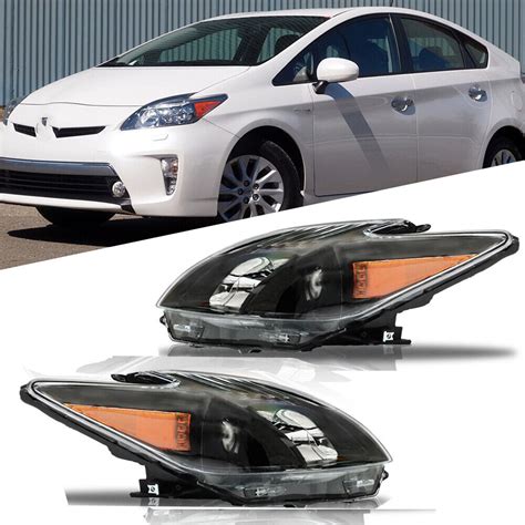 Headlights Headlamps Fit For Toyota Prius Halogen Black Set