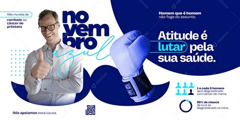 Banner Novembro Azul Um Toque Pode Salvar Sua Vida Social Media Psd